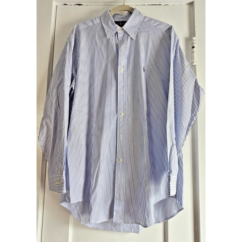 Ralph Lauren 15.5/32/33 YARMOUTH pinpoint oxford blue white button down‎